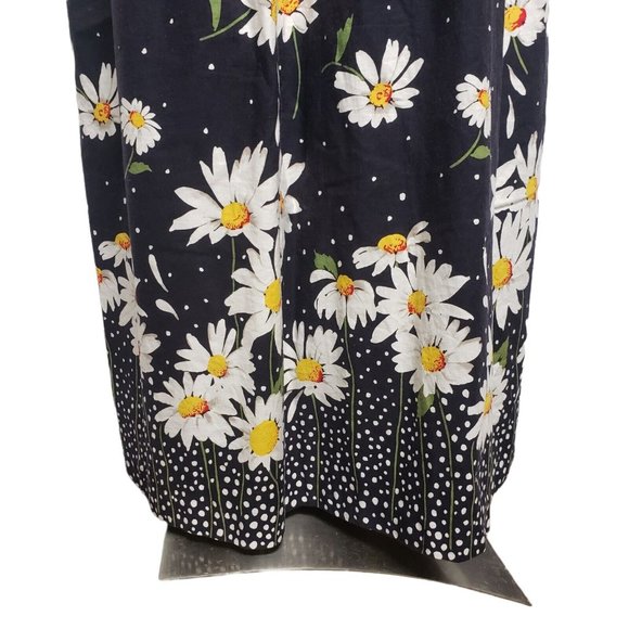 Vintage Black Daisy Summer Print Dress On The Verge Size Large Maxi - Picture 4 of 11
